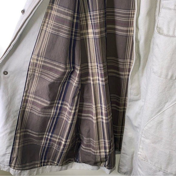 Vintage Nautica Medium Longer Canvas Utility Work Coat Jacket w/ Leather Collar - Picture 15 of 16